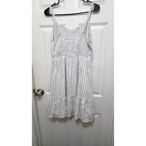Old Navy White & Blue Striped Sleeveless Summer Dress Size L Lightweight Smocked - Picture 3 of 7